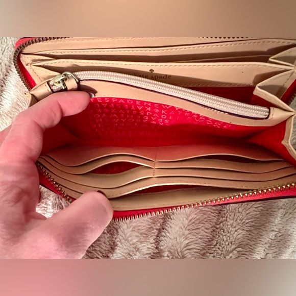 Adorable Kate Spade pebble leather coral zip wallet. Used, but good condition. - Picture 6 of 16